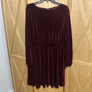 Burgundy Velvet Long Sleeve Dress
